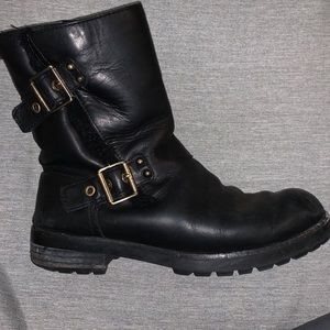 Ugg Black Leather Moto boots